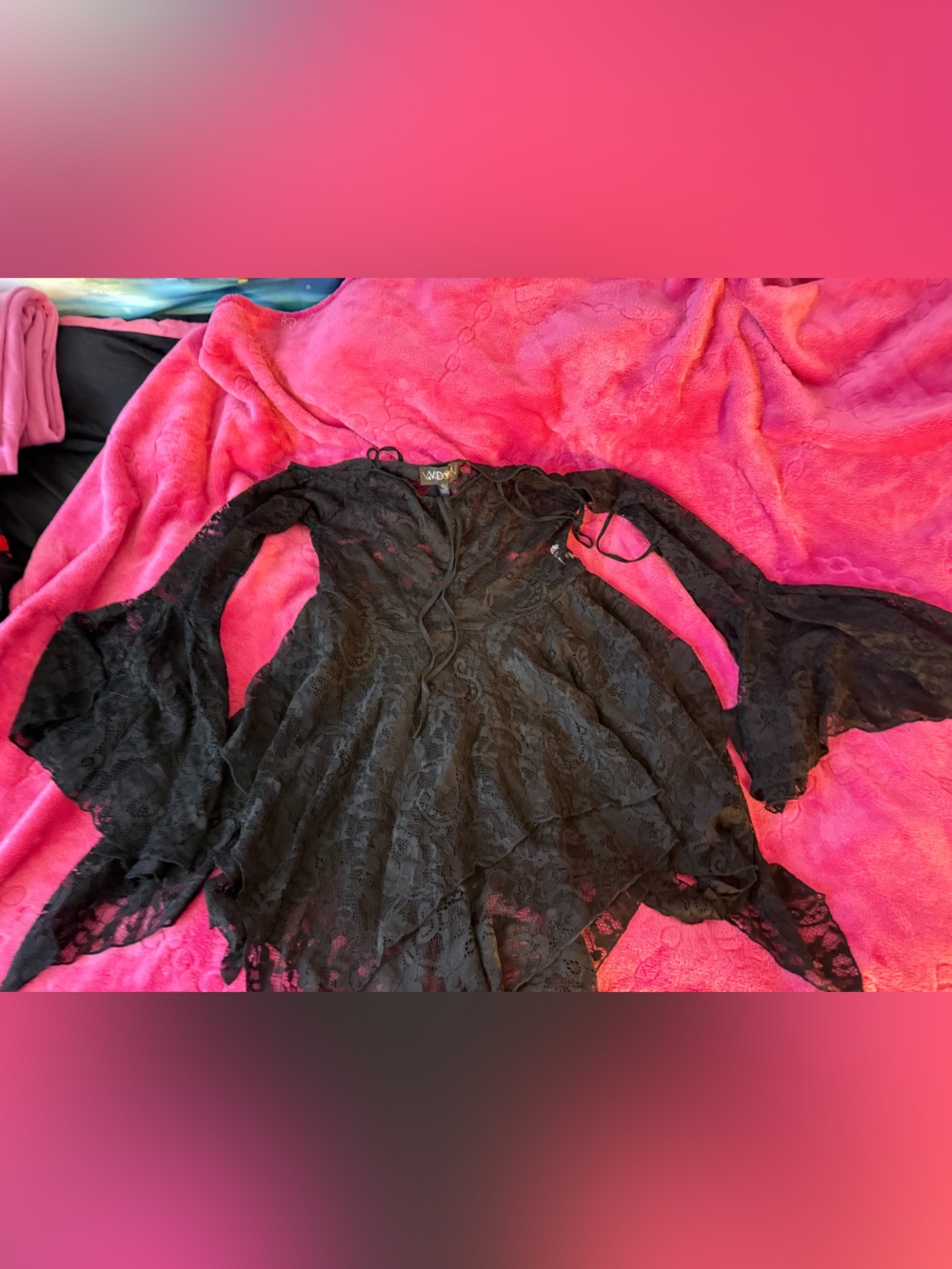 Dolls Kill Black Lace Bell Sleeve Tunic